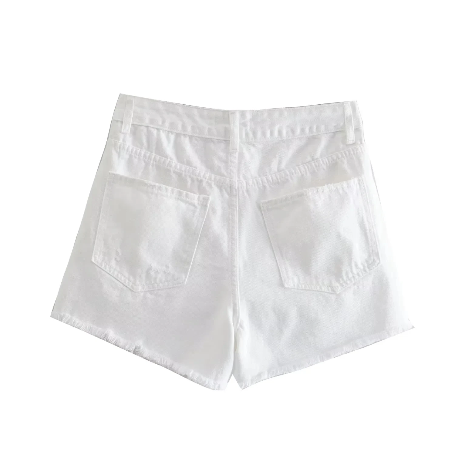 Withered 2023 American Vintage Retro Mom Denim Shorts High Waist Ripped Pure White Loose Bermuda Women
