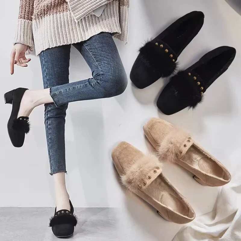 

Женские зимние повседневные туфли, Новая мягкая плоская подошва, Нескользящие, модные, удобные и теплые женские туфли из хлопка