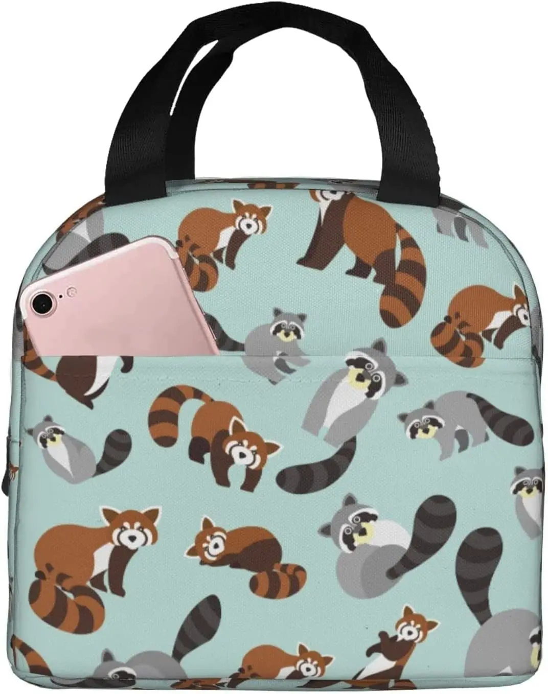 

Симпатичный красный Ланч-бокс в виде панды и енота, женская сумка-тоут, изолированная сумка для ланча, Ланч-бокс для кемпинга, подарки для шк...