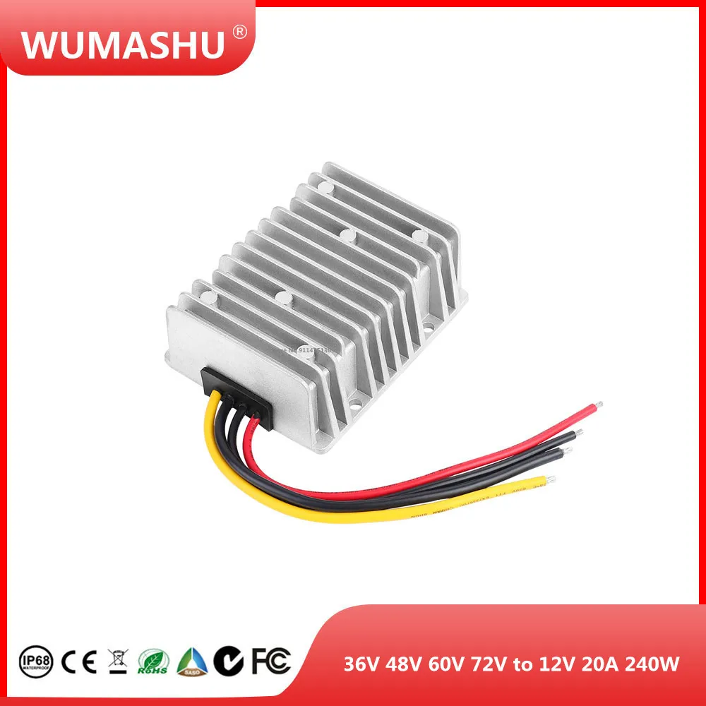 Преобразователь постоянного тока 36 В, 48 В, 60 в, 72 в 12 В, 20 А, 240 Вт, трансформатор, регулятор напряжения, автомобильный понижающий модуль источника питания на солнечной энергии