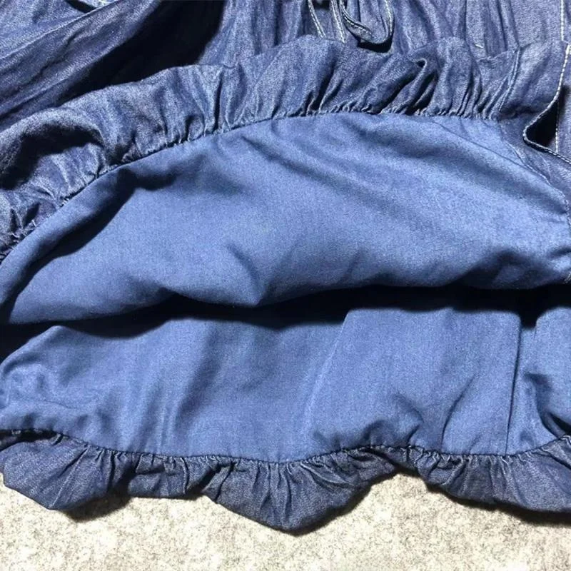 Заказы экспортируемые в Японию джинсовая рубашка на шнуровке до локтя с длинными