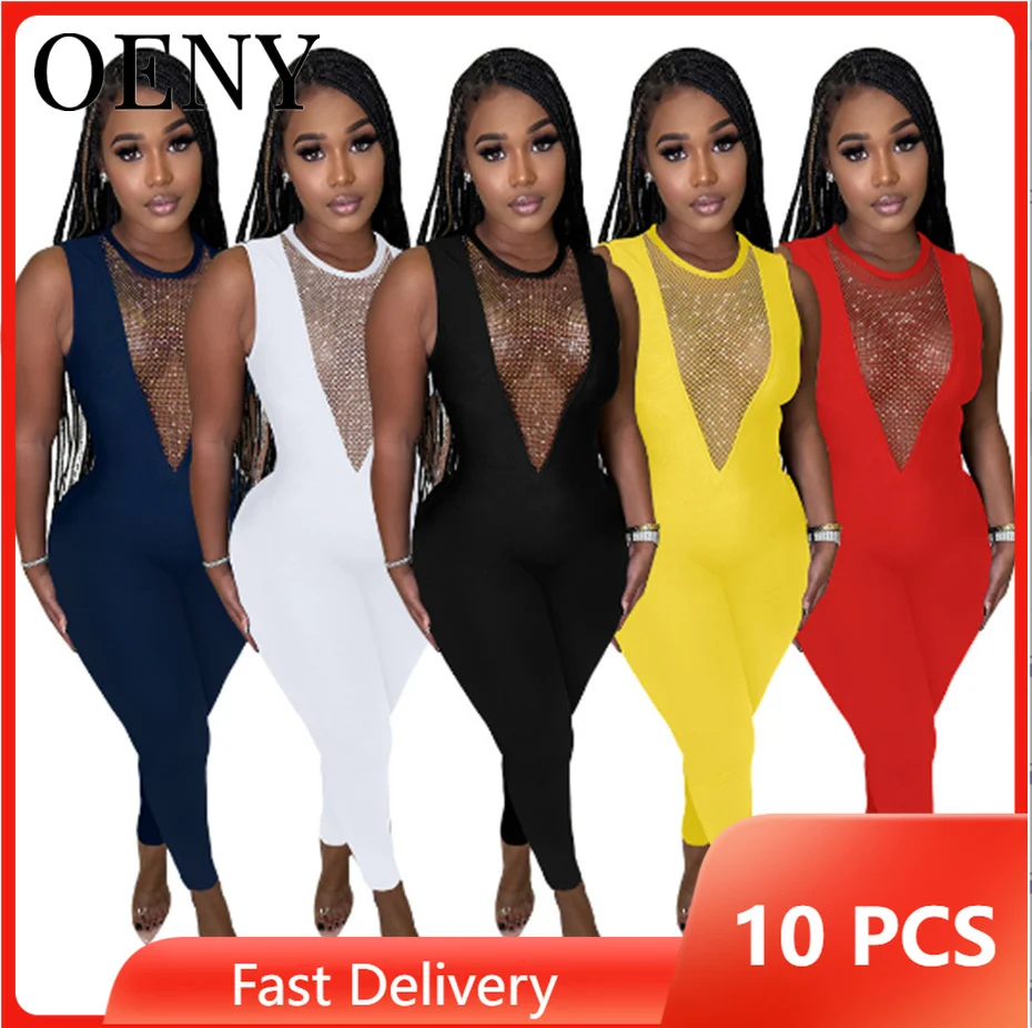 

Женское сексуальное модное Боди без рукавов, прозрачный комбинезон разных цветов со стразами, комбинезон без рукавов, оптовая продажа, боль...