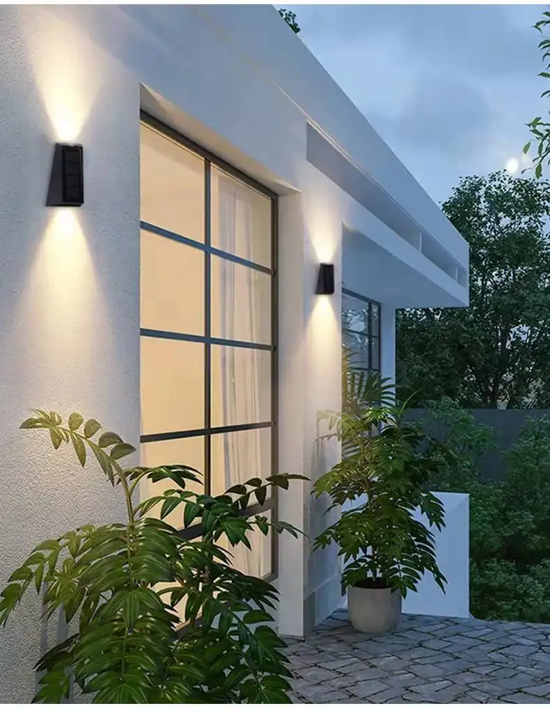 

Solar LED Light Outdoor RGB Wall Lamp Waterproof Garden Lighting Motion Sensor Recharge Double Head Porch Decoration Spotlight