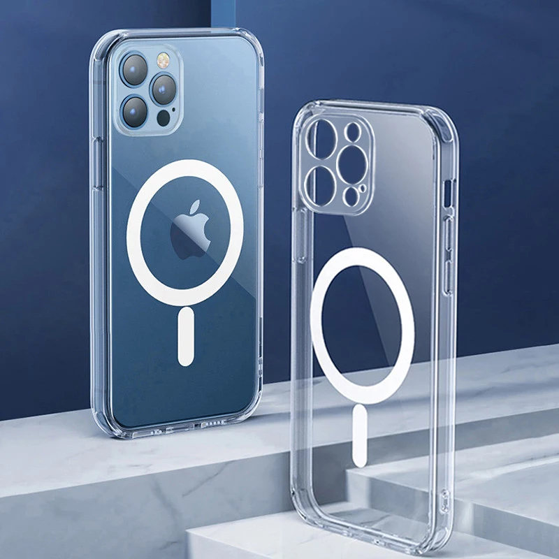 

Original For Magsafe Magnetic Transparent Protection Case For iPhone 13 12 Pro 11 Max Wireless Charging Phone Case Accessories