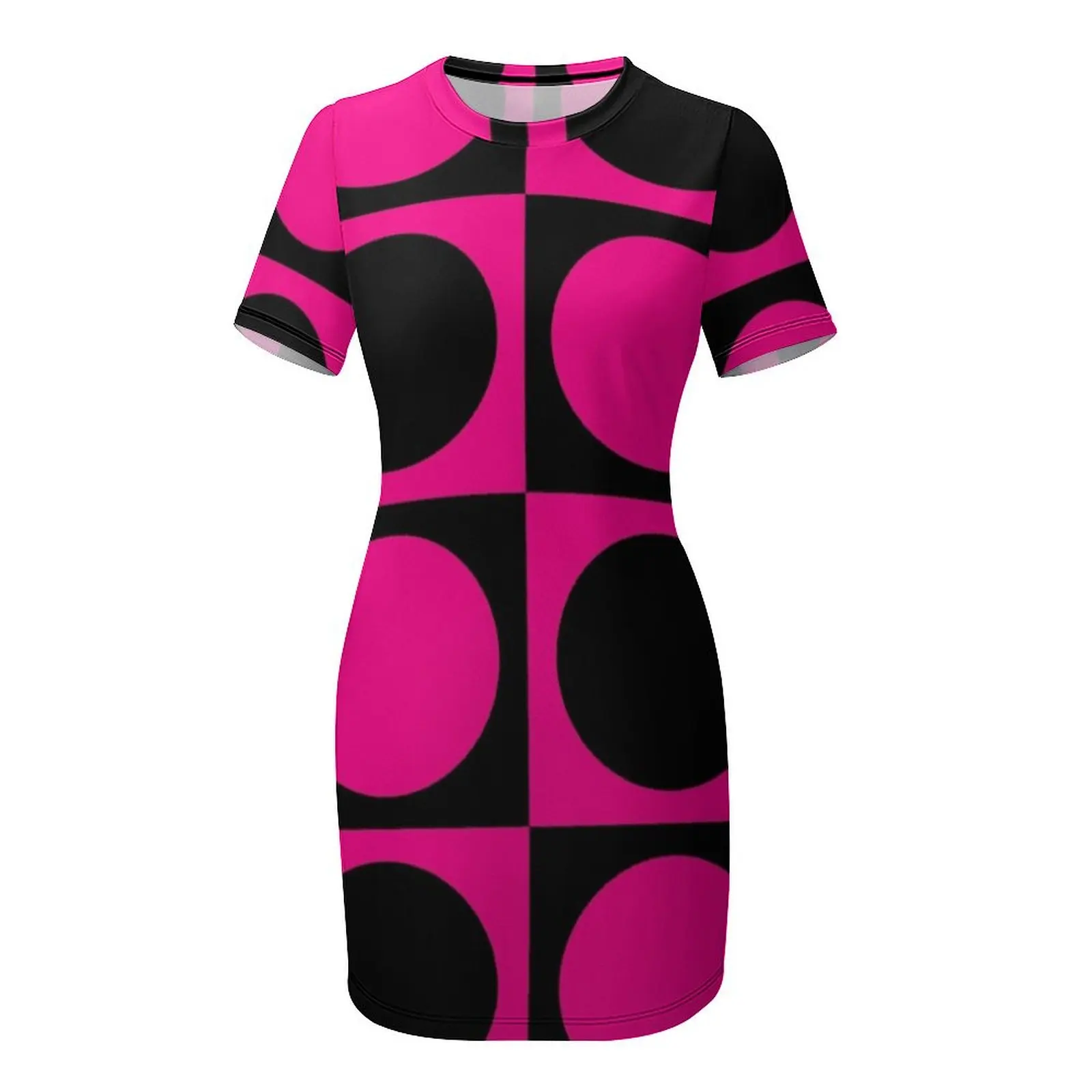 60-е годы Pink Circle Mod Mondrian платье с короткими рукавами платья летние женские 2025