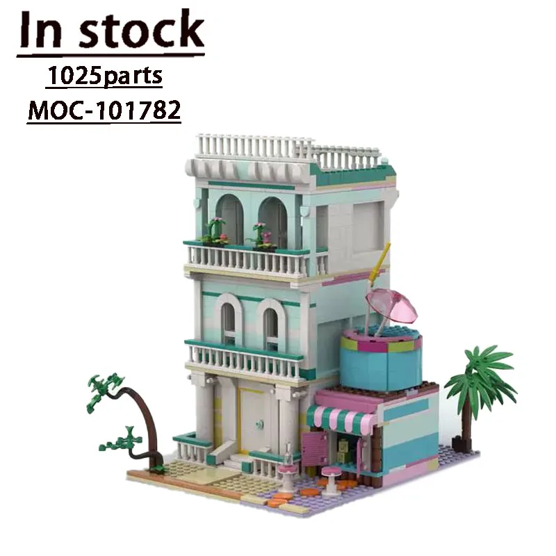 

MOC-101782 Ocean Street View Alter Beach House Assembly Splicing Building Block Model 1025 Parts Children's Birthday Toy Gift