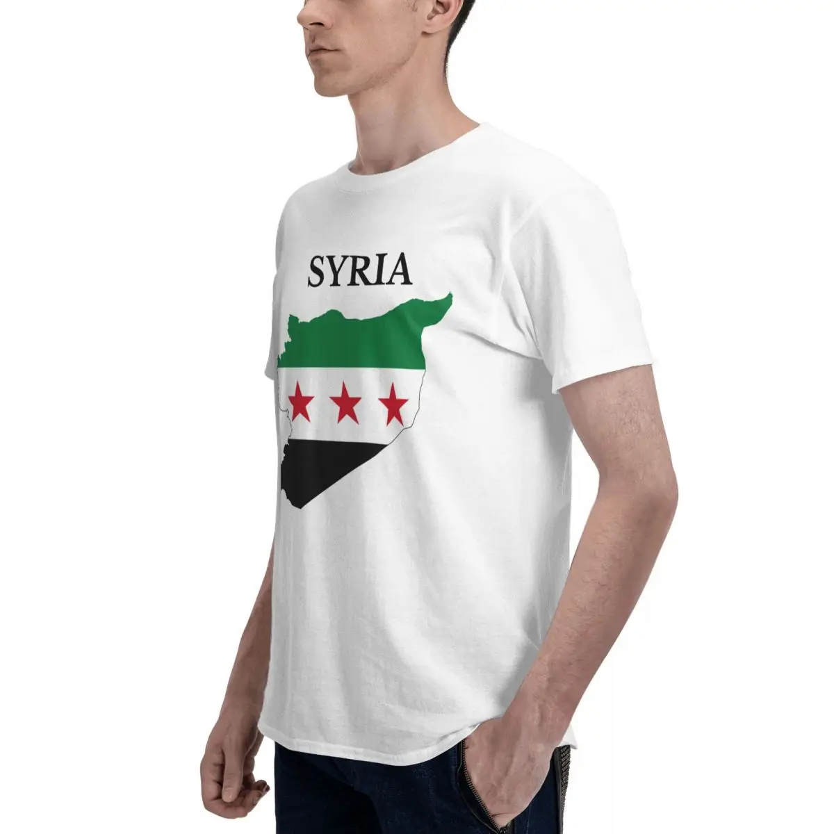 Мужская футболка с картой Сирии и сирийским флагом винтажная хлопковая большого