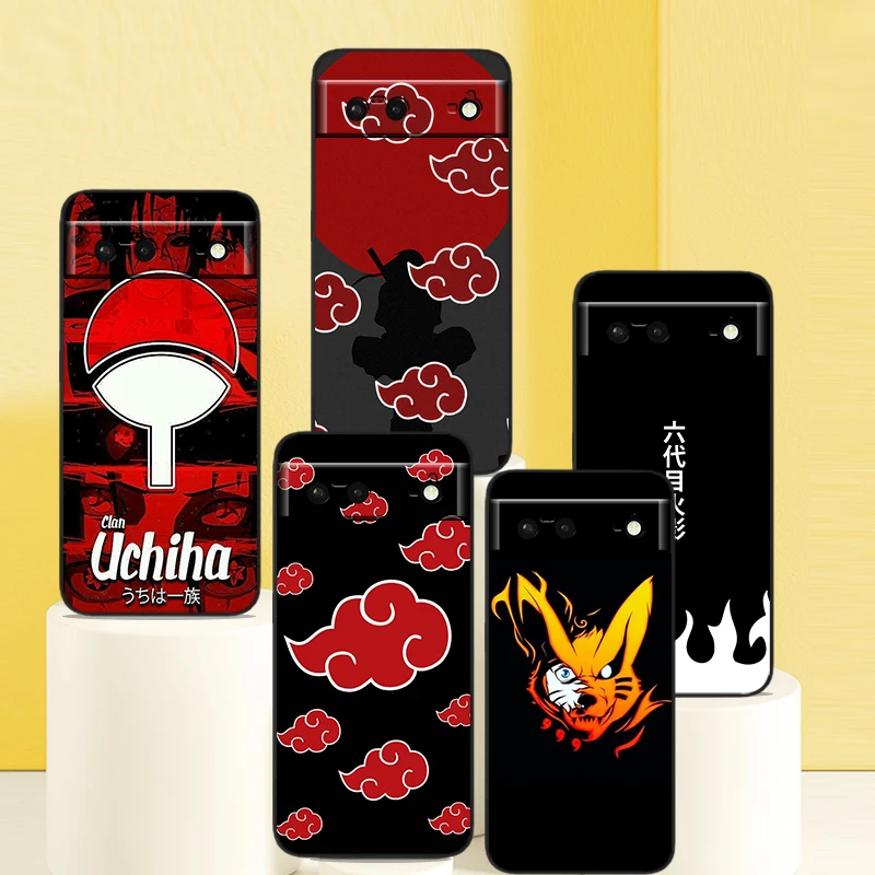 

Phone Case For Google Pixel 7 6 Pro 6A 5A 5 4 4A XL 5G Black Shell Soft Cover Japanese Comic N-Naruto Logo Fundas Coque Capa