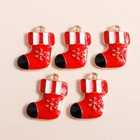 10pcs cute alloy enamel christmas boots charms for jewelry making drop earrings pendants necklaces diy keychains crafts gifts
