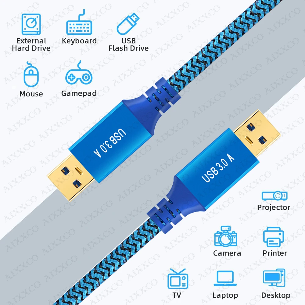 AIXXCO USB 3.0 — A штекер Кабель 2.0 совместимый с корпусами жесткого диска DVD-плеером