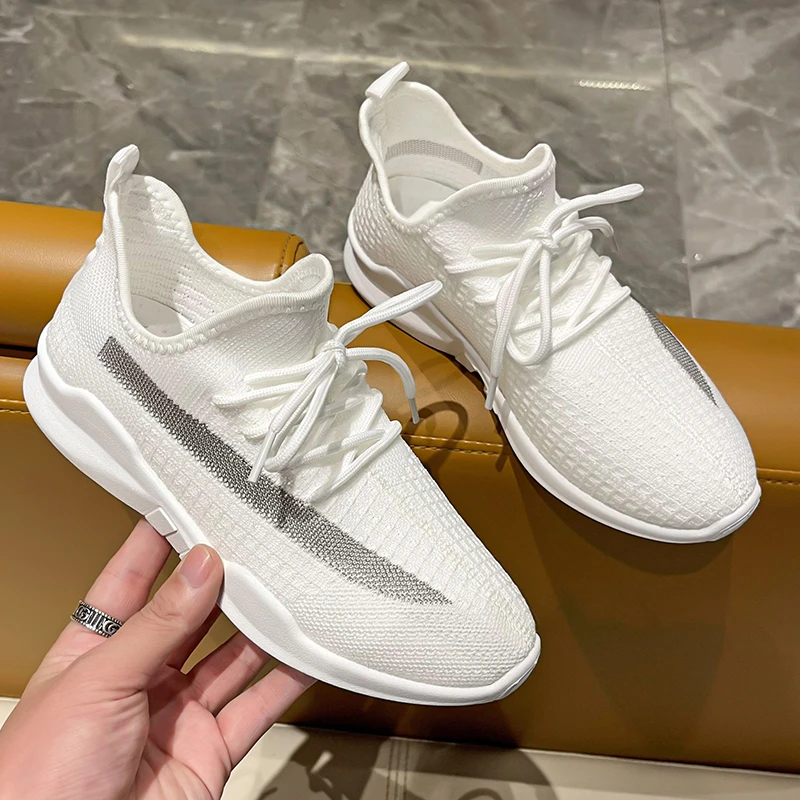 

2021 Comfortable Breathable Walking Mesh Running Shoes Platform Tenis for Women Antiskid Wear-resistant Jogging Sneakers Slip On