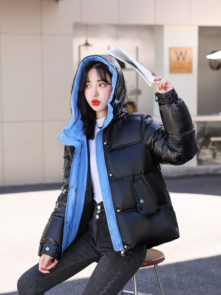 2022 New Women Winter Jacket Loose Hooded Pocket Fashion Female Korean Style Ladies Embroidered Parka Coat 4 Colors