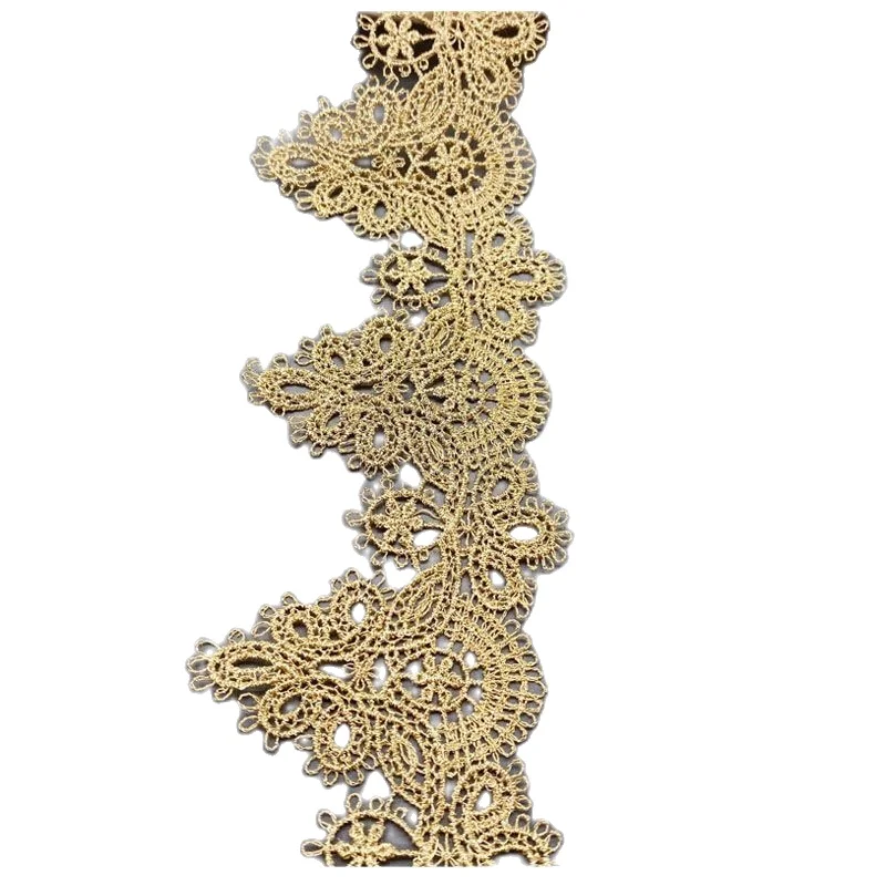 1 ярд Высококачественная кружевная ткань с вышивкой Золотая 5 8 см лента для шитья
