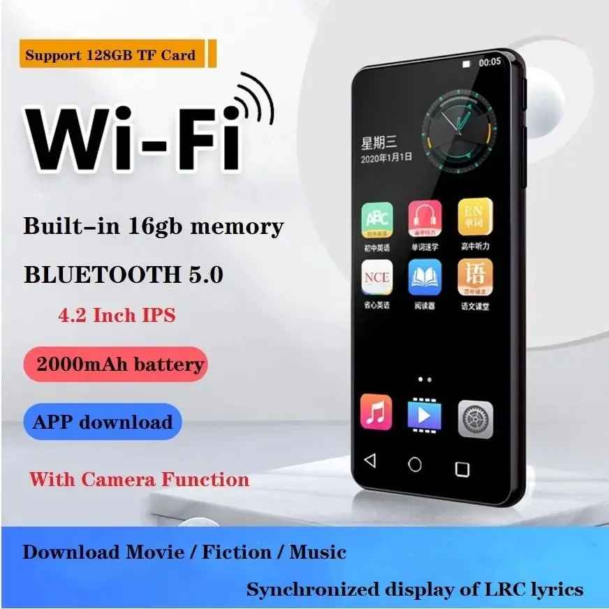Новая камера Mahdi WIFI 16 Гб MP4 плеер Bluetooth 5 0 сенсорный экран 4 2 дюймов HD HIFI
