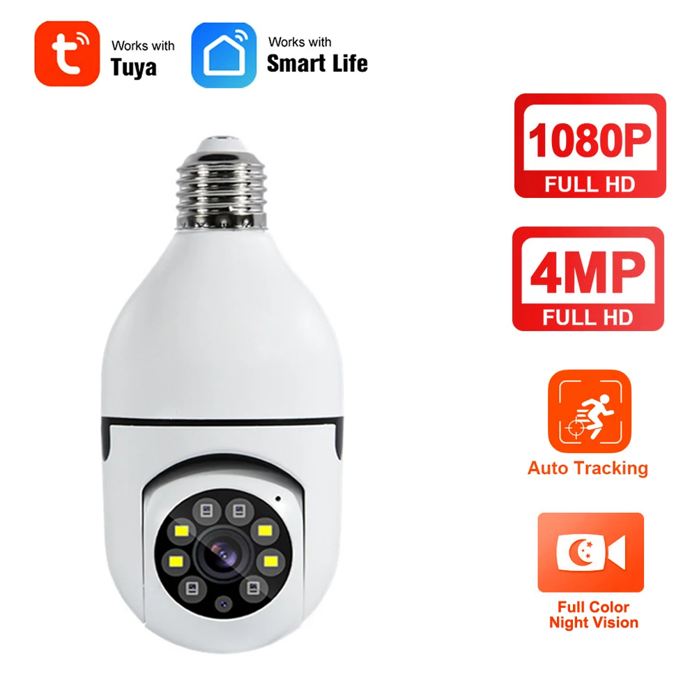 

Tuya Smrtlife 4MP E27 Wifi IP Camera Bulb Full Color Night Vision Human Tracking 1080P Video Indoor Home Security Baby Monitor