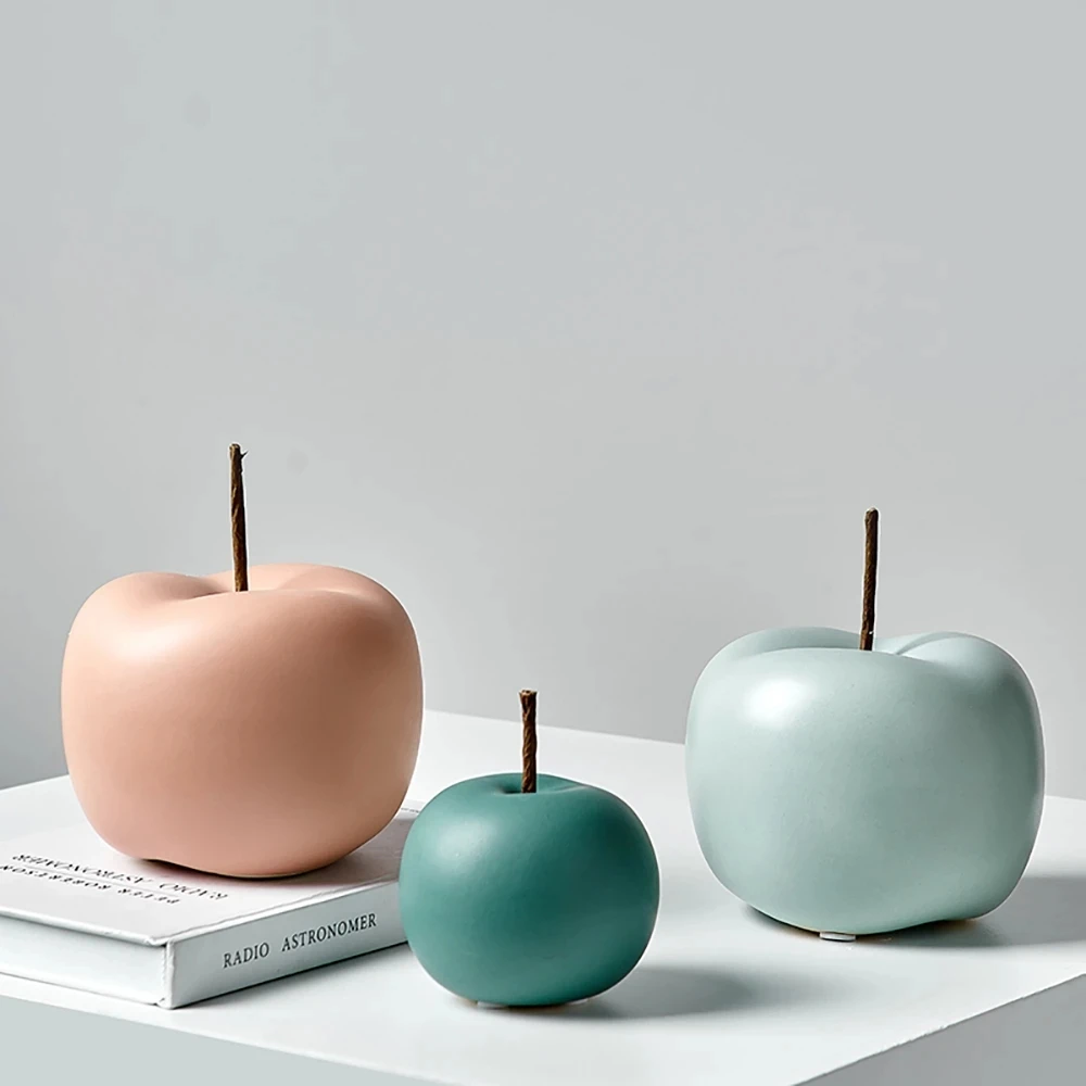 

Sculptures & Figurines for Interior Fruit Modern Home Decoration Luxury Apple Statues and Statues Desk Accessories Room Decor