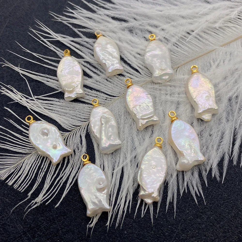 

2 Pack Natural Freshwater Baroque Pearl Jewelry Fish Pendant DIY Making Necklace Earrings Fashion Jewelry Accessories 10x24mm