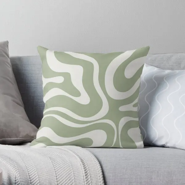 

Liquid Swirl Abstract Pattern In Sage Gr Printing Throw Pillow Cover Office Sofa Fashion Square Bedroom Pillows not include