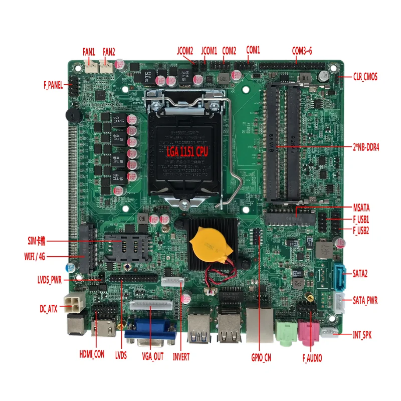 

Hot Sale H310 Chipset Desktop I3 8100 Quad core 3.6G DP EDP Linux PCIE 16X Mini ITX Motherboard CPU LGA1151 M.2 SSD 6COM 8USB