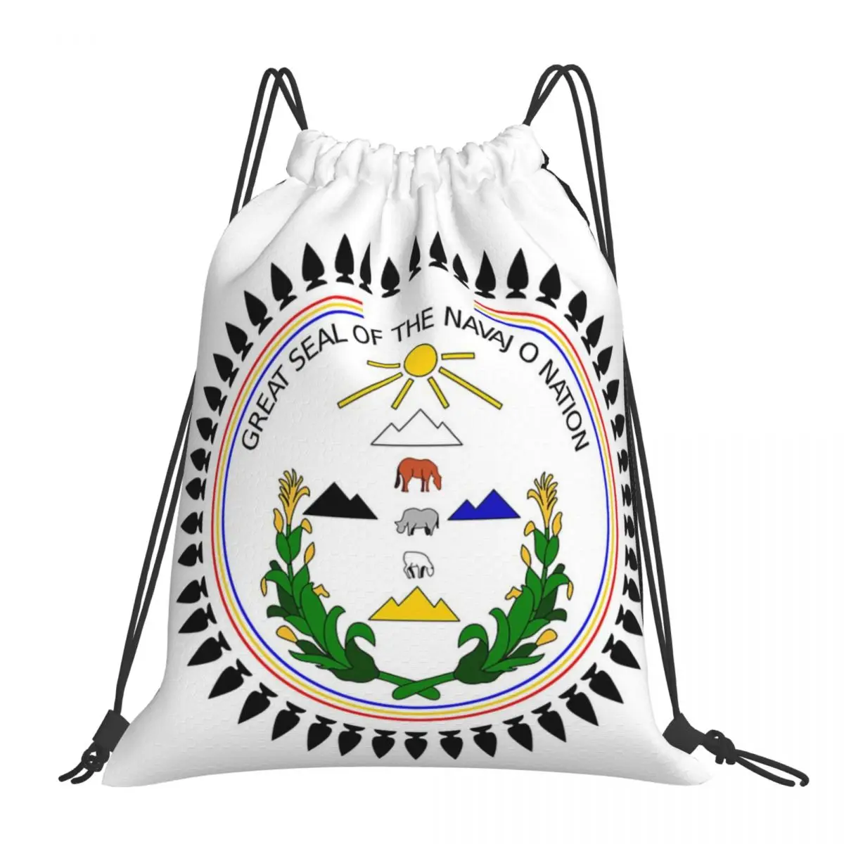 

Great Seal Of The Navajo Nation Indian Reservation USA Backpack Portable Drawstring Bag Drawstring Bundle Pocket Sundries Bag
