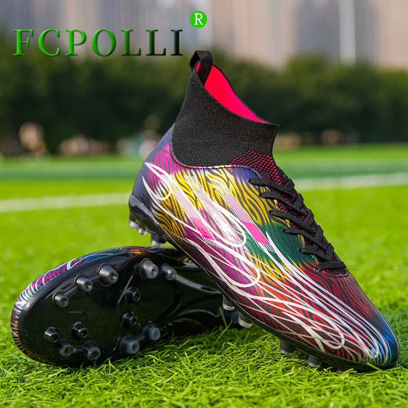 

Новинка 2022, мужская женская футбольная обувь, Длинные шипы, женские ботинки, брендовые дизайнерские футбольные бутсы, черные футбольные шип...