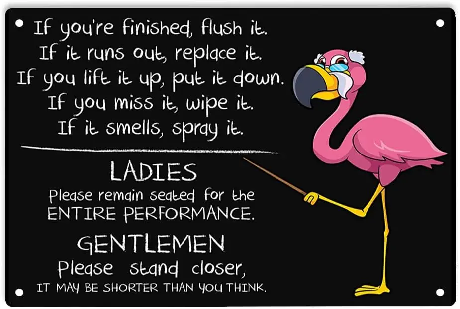 Pnk Flmngo Broom Rules Sgn Metl Tn Sgns Плакат для дома офиса спальни кафе паба Mn Cve Wll Decor Poster