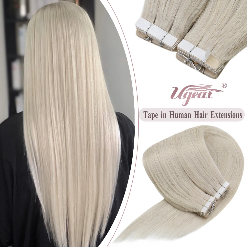 Nastro Ugeat Nelle Estensioni Dei Capelli Capelli Umani Veri Capelli Remy Brasiliani Naturali Lisci Trama Della Pelle Senza Cuciture Per Le Donne Bala