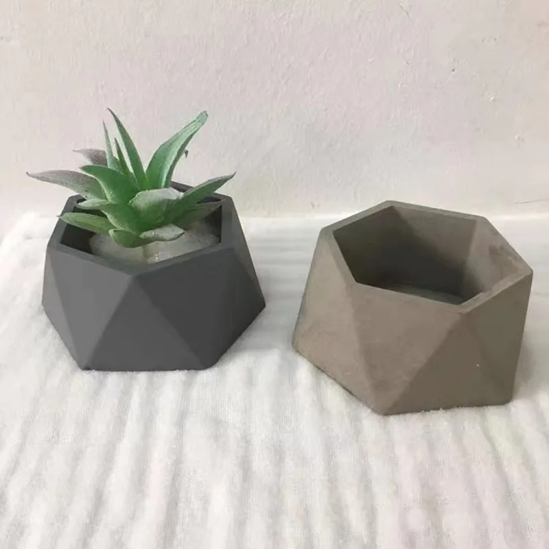

Hexagon Shape Flowerpot Concrete Planter Molds DIY Home Decoration Geometric Cement Succulent Plants Pot Silicone Mold