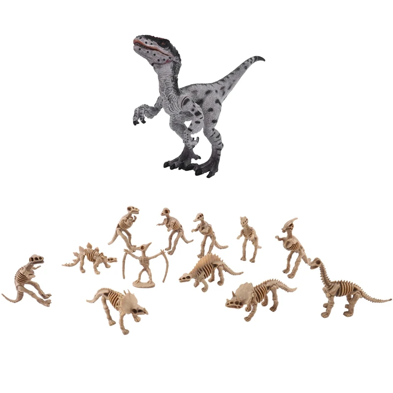 

Модель динозавра Юрского периода Велоцираптора, экшн-модель с 12 динозаврами, ископаемый скелет, набор моделей