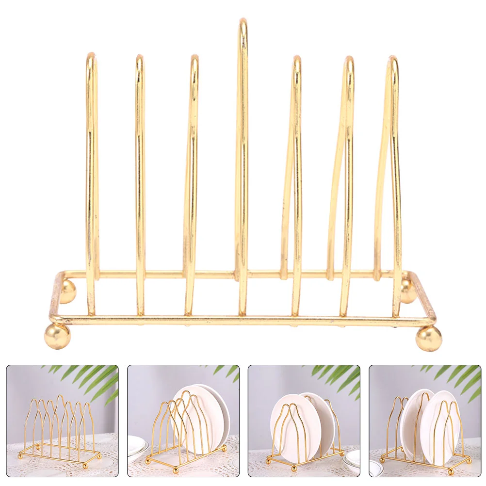 

Dish Rack Iron Plate Holder Flatware Organizer Drainer Household Decorative Stable Stand Exquisite Countertop Display Pictures