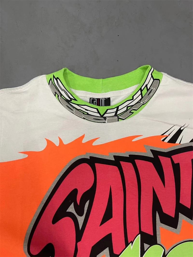 Футболка в стиле ретро с короткими рукавами и принтом силы