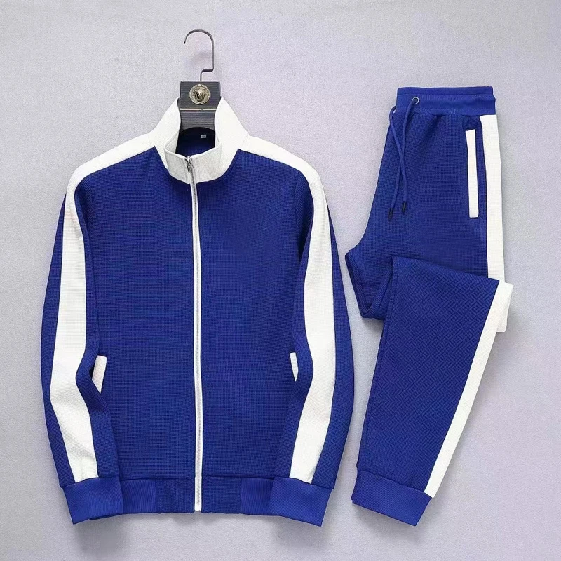 European and American new men's autumn and winter leisure sports zipper long-sleeved trousers fashion high-end two-piece suit