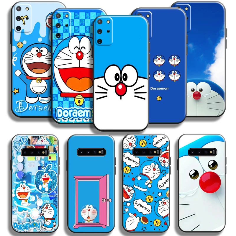 

Doraemon Phone Case For Samsung Galaxy S22 S21 S20 S10 10E S9 Plus S22 S21 S20 Ultra FE 5G Liquid Silicon Black Funda Coque