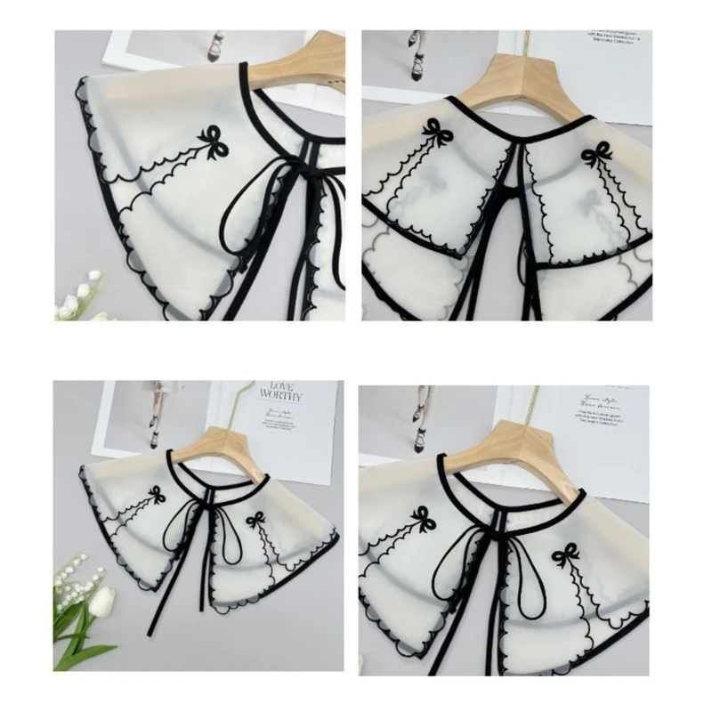 Новый стиль женский накладной воротник для девочек накидка с бантом съемный