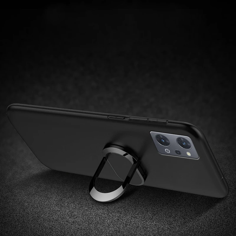 С кольцом Магнитный черный мягкий чехол из ТПУ для японской версии OPPO Reno7 A (Reno 7