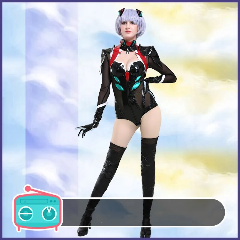 

Черный костюм для косплея Ayanami ei, комбинезон, костюм из искусственной кожи, костюм на Хэллоуин, костюм для косплея