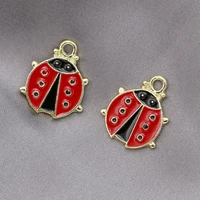 5pcs gold plated enamel ladybug charm pendant jewelry diy making bracelet accessories necklace handmade 19x16mm