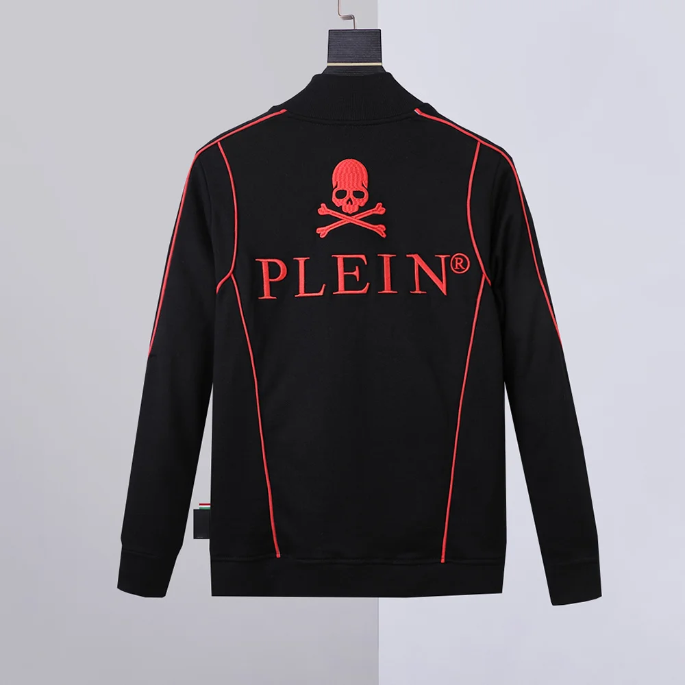 

embroidered 2023 Men sweater skull red line decorative top cardigan long sleeve coat European and American fashion pure cotton