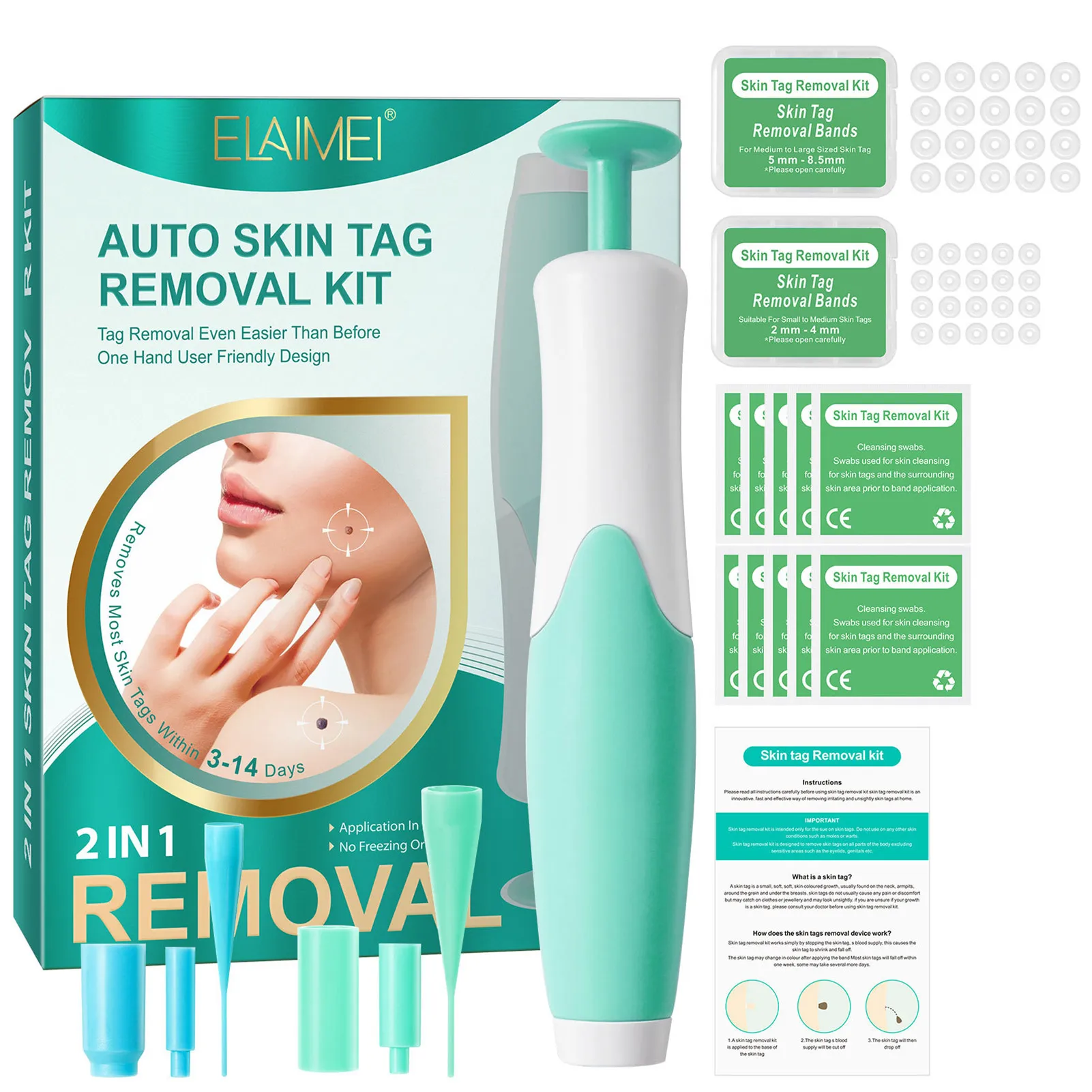 

Auto Skin Label Remover Painless Mole Wart Remover Skin Label Removal Kit Equipment With Cleansing Swabs Facial Beauty Tool