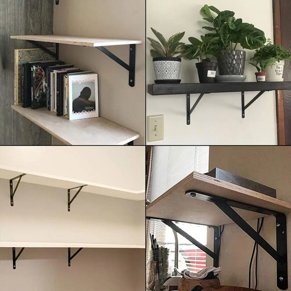 2pcs Iron Bracket Heavy Duty Shelf L-shaped Wall Mounted Metal Support Angle Rack Shelves For Home Book Plant Display - купить по