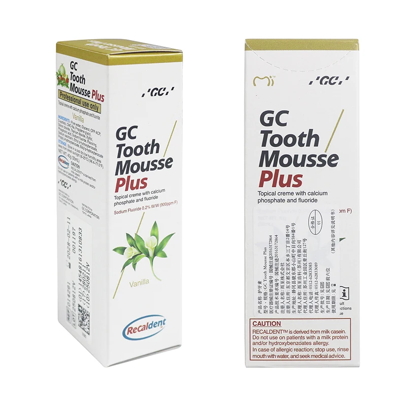 Фото GC Tooth Mousse Plus с мятным вкусом, с фтором, 40 г/тюбик/упаковка, крем для реминерализации зубной эмали №4