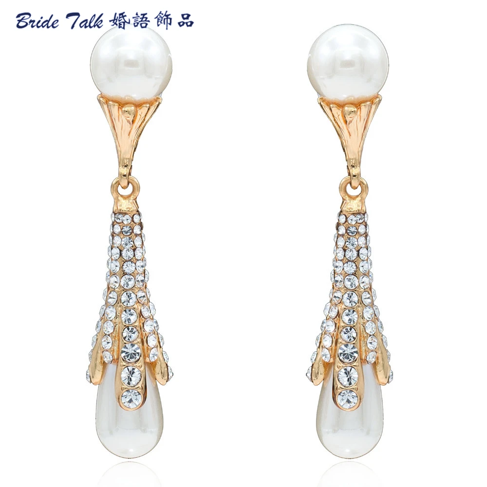 

Fashion Pearl Earrings for Wedding Dangle Earring for Women Jewelry Austrian Crystals Free Shipping SEA0906