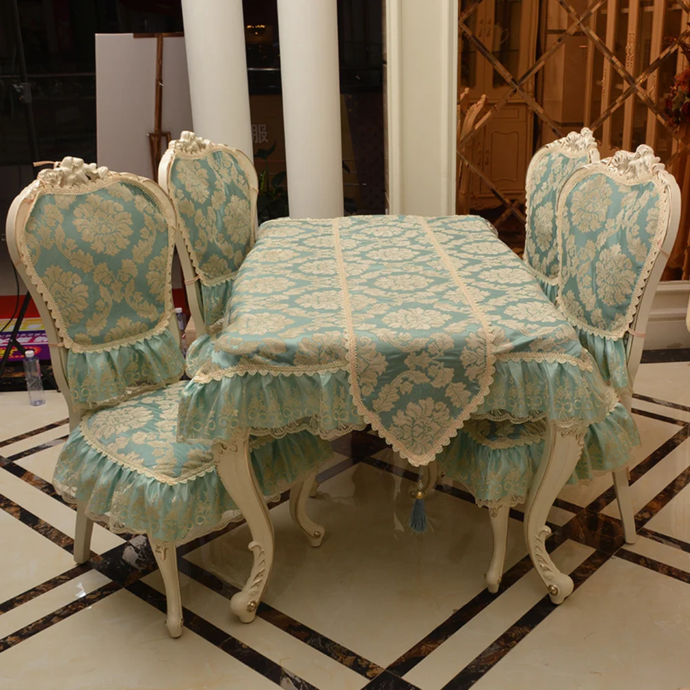 Classical Royal Luxury Table Cloth European Embrodered Jacquard Lace Tablecloth Non-slip Chair Cover Table Runner Brussels Decor