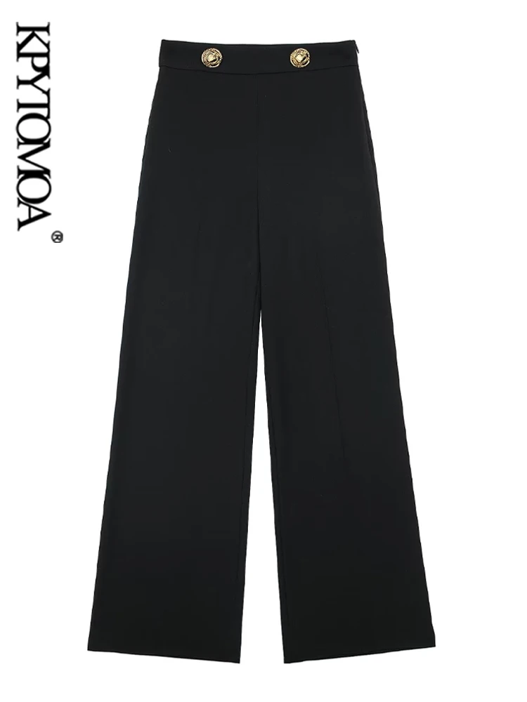 

Женские модные прямые брюки KPYTOMOA на пуговицах, винтажные женские брюки с высокой талией и боковой молнией