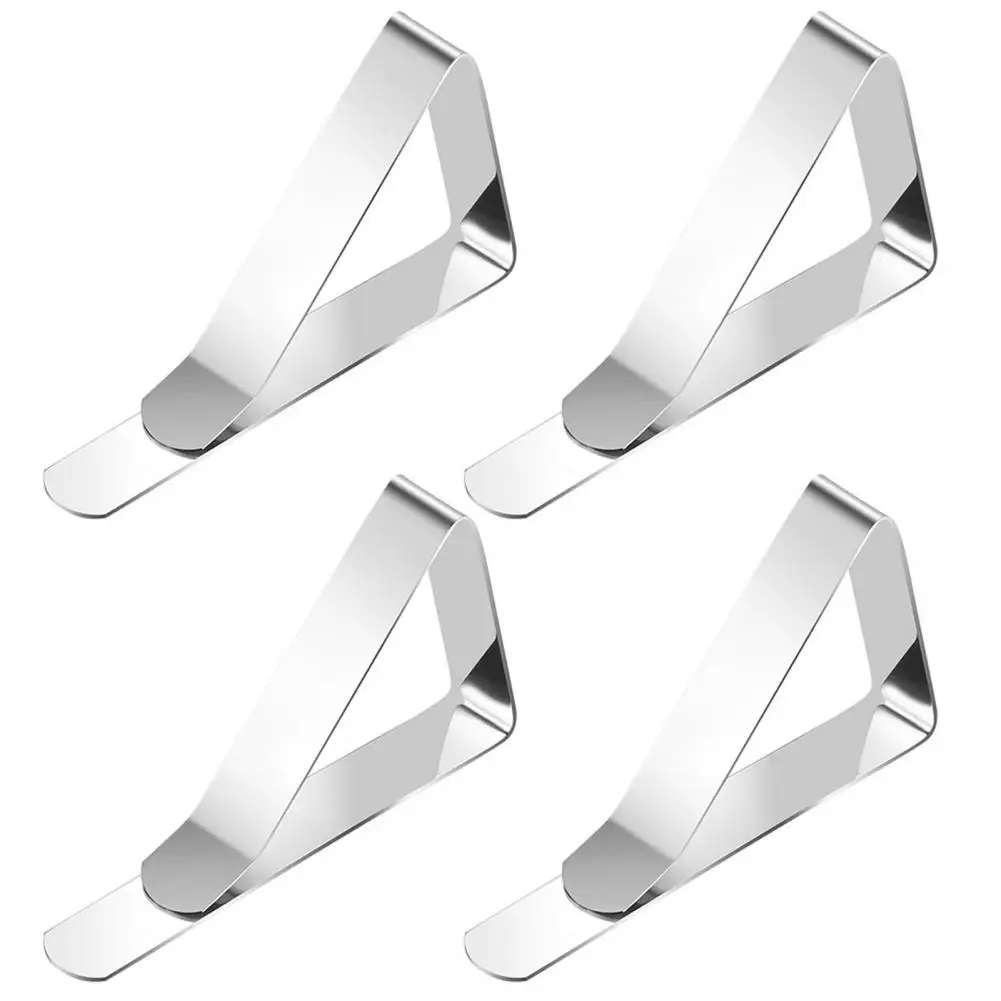 

Lightweight 4Pcs Useful Anti-deform Smooth Table Clamp Stainless Steel Table Clip Reusable for Hotel