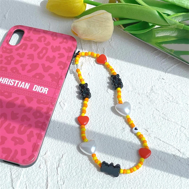 Bear Pearl Love Butterfly Key Chain Ladies Fashion Cute Romantic Vintage Keychain Charm Korea 90s Aesthetic Bag Phone Chain Gift