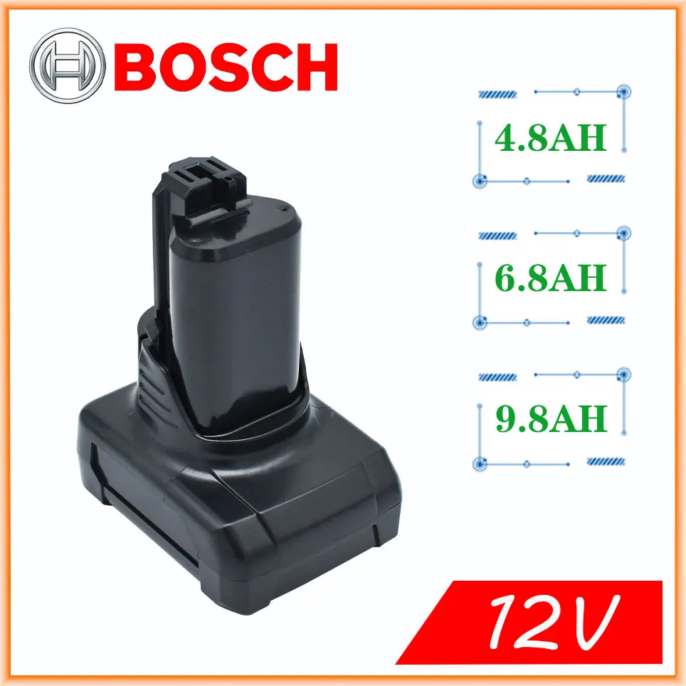 

Bosch 12V 4.8AH/6.8AH/9.8AH Li-ion BAT420 Replacement Battery For Bosch BAT411A BAT413 BAT412A 10.8V Max Power Tools Battery