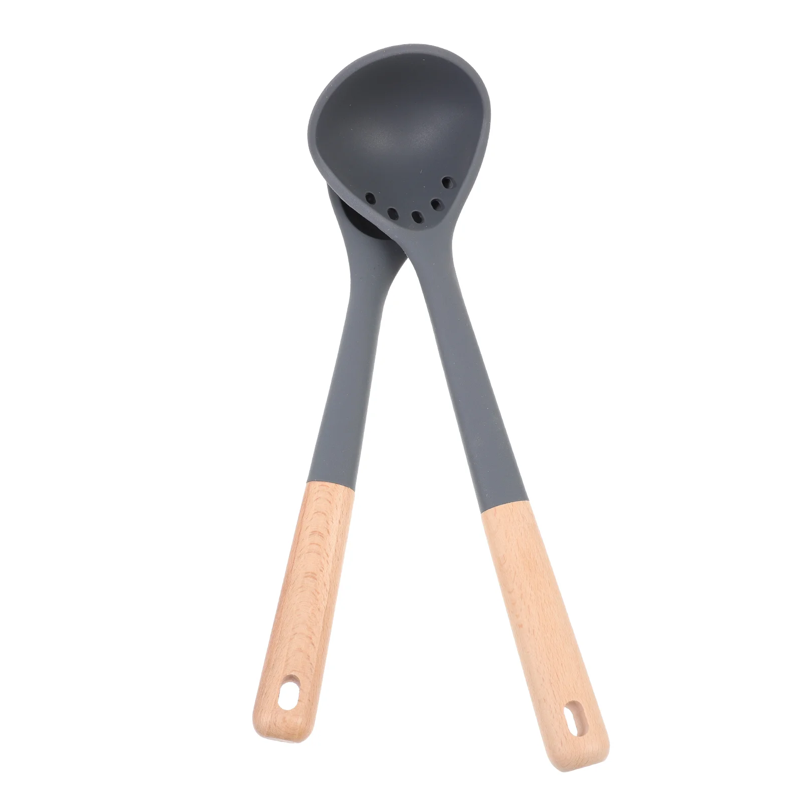 

2 шт., силиконовые и деревянные ложки для столовой