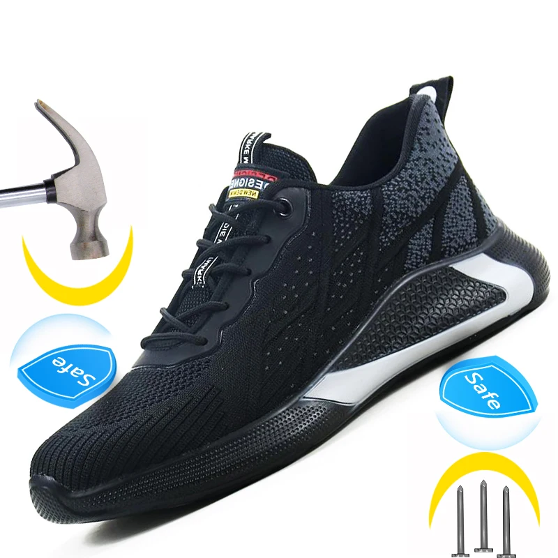 

Work Safety Shoes Men Indestructible Sneakers Work Shoes Male Security Steel Toe Shoes Puncture-Proof Work Sneakers Safety Boots