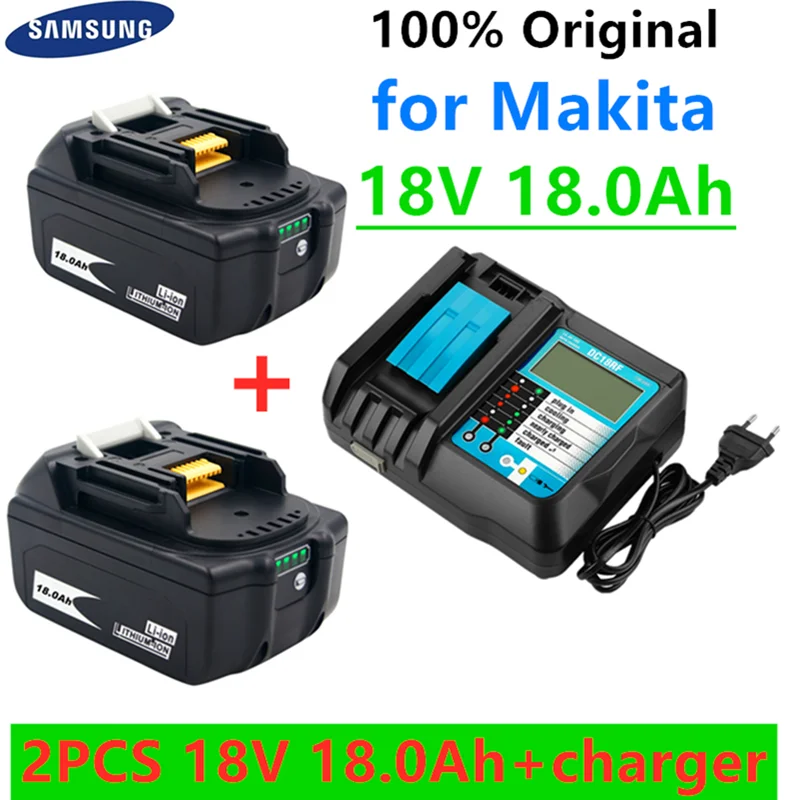 

BL1860 Rechargeable Battery 18V 18000mAh Lithium ion for Makita 18v Battery BL1840 BL1850 BL1830 BL1860B BL1850 BLXT 400+charger